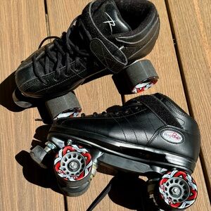Riedel Black Quad Roller Skates High-Top Design